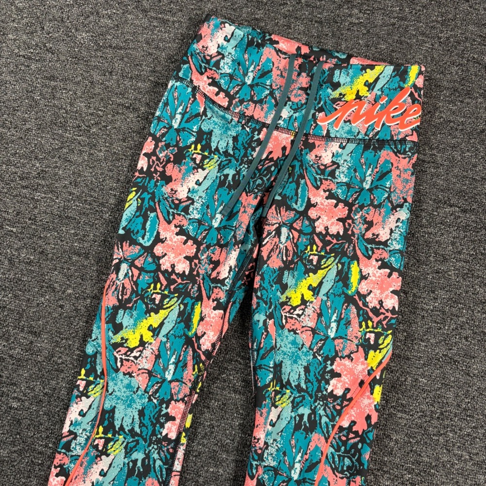 Nike Dri-FIT Leggings Womens XS Multicolor Abstract Floral Print Athletic